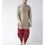 Dupion Silk Solid Red Color Pathani Kurta with Patiala set for Men