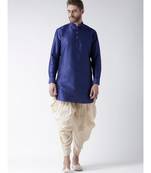 Dupion Silk Solid Cream Color Pathani Kurta with Patiala set for Men