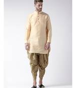 Dupion Silk Solid Brown Color Pathani Kurta with Patiala set for Men