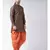 Dupion Silk Solid Coral Orange Color Pathani Kurta with Patiala set for Men