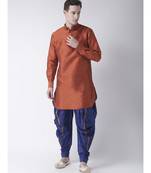 Dupion Silk Solid Royal Blue Color Pathani Kurta with Patiala set for Men