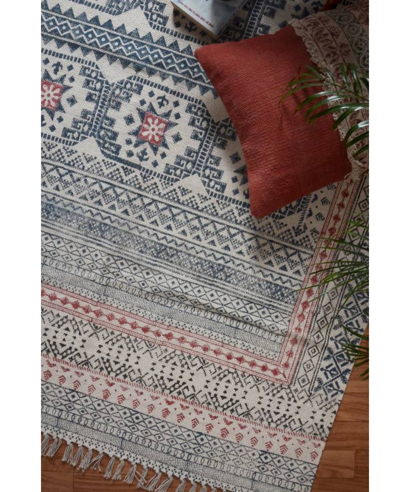 Cotton Hand Block Printed Rug