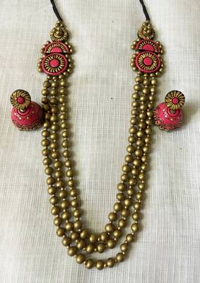 Red and antique gold and Terracotta jewellery 1