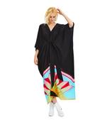 JSDC V-Neck Belt Style Black Chelsea Georgette Kaftan For Women
