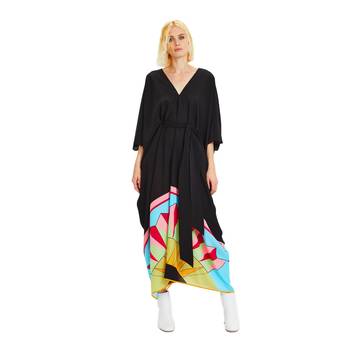 JSDC V-Neck Belt Style Black Chelsea Georgette Kaftan For Women 4