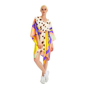 JSDC V-Neck Belt Style Short Soft Silk Kaftans For Women 1