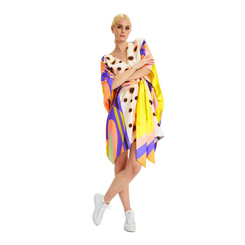 JSDC V-Neck Belt Style Short Soft Silk Kaftans For Women