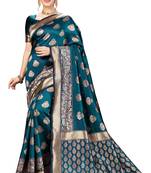Morpeach Banarasi Saree Tessal Pallu With Unstitched Blouse Piece