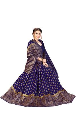 Trendmalls Blue woven banarasi silk  Traditional Wedding Party Wear Bridal Saree with Blouse  5