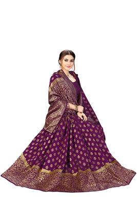 Trendmalls Purple woven banarasi silk  Traditional Wedding Party Wear Bridal Saree with Blouse  5