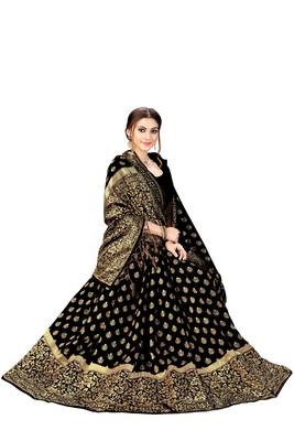 Trendmalls Black woven banarasi silk  Traditional Wedding Party Wear Bridal Saree with Blouse  5
