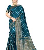 Morpeach woven Banarasi silk blend Party Wear Saree With Blouse