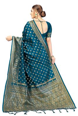 Morpeach woven banarasi silk blend party wear saree with blouse 2