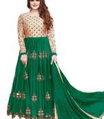 JSDC Women's Gown Style Teal Color Resham Embroidery Semi-Stitched Anarkali