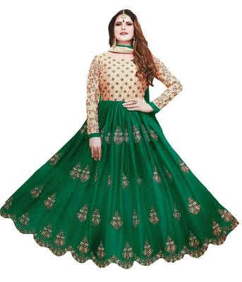 JSDC Women's Gown Style Teal Color Resham Embroidery Semi-Stitched Anarkali 2