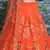 Orange Thread, Dori, Zari and Embroidered with Diamond Work Taffeta Silk Semi Stitched wedding lehenga