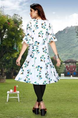 White printed rayon party-wear-kurtis 2