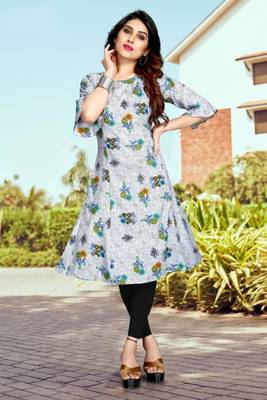 White printed rayon party-wear-kurtis 1