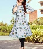 White printed rayon party-wear-kurtis