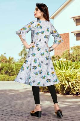 White printed rayon party-wear-kurtis 2