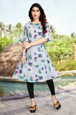 White printed rayon party-wear-kurtis 1