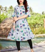 White printed rayon party-wear-kurtis