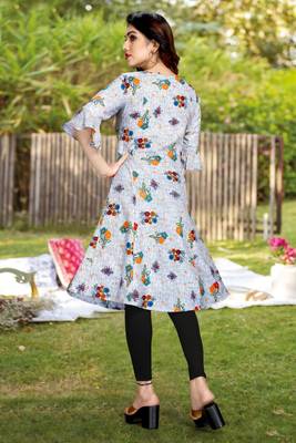 White printed rayon party-wear-kurtis 2