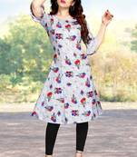 White printed rayon party-wear-kurtis
