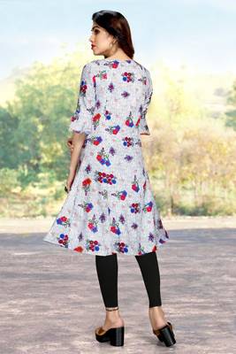 White printed rayon party-wear-kurtis 2