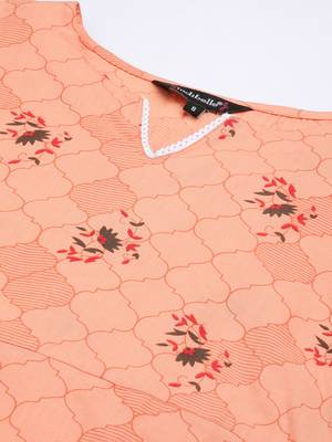 Peach printed cotton ethnic-kurtis 3