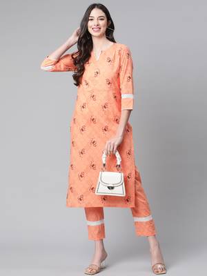 Peach printed cotton ethnic-kurtis 5