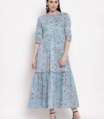 Blue printed cotton ethnic-kurtis