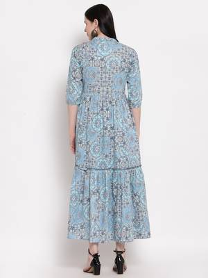 Blue printed cotton ethnic-kurtis 2