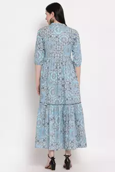 Blue printed cotton ethnic-kurtis