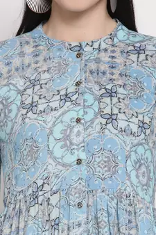 Blue printed cotton ethnic-kurtis