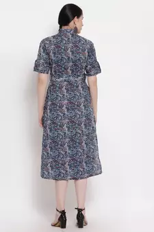 Blue printed cotton ethnic-kurtis