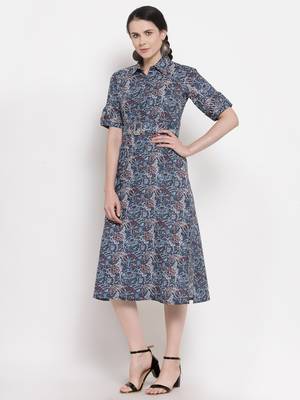 Blue printed cotton ethnic-kurtis 4