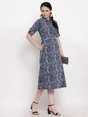 Blue printed cotton ethnic-kurtis 5