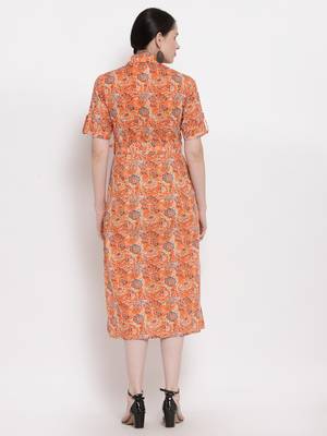 Orange printed cotton ethnic-kurtis 2