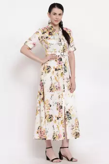 Pink printed rayon ethnic-kurtis