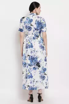 Blue printed rayon ethnic-kurtis