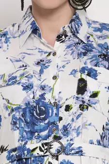 Blue printed rayon ethnic-kurtis