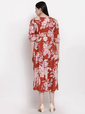 Brown printed rayon ethnic-kurtis 2