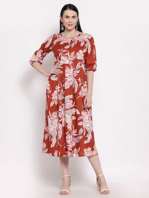 Brown printed rayon ethnic-kurtis 4