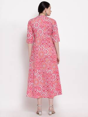Pink printed cotton ethnic-kurtis 2