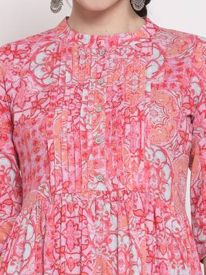 Pink printed cotton ethnic-kurtis 3