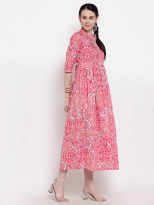 Pink printed cotton ethnic-kurtis 4