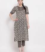 Coffee printed cotton ethnic-kurtis