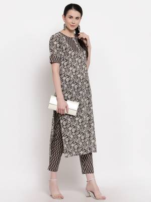Coffee printed cotton ethnic-kurtis 5