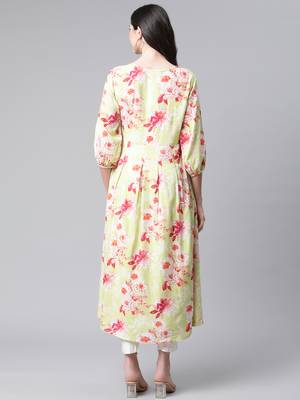 Light-green printed rayon ethnic-kurtis 2